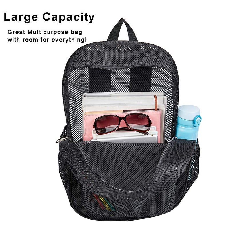 COVAX Heavy Duty Mesh Backpack, See Through College Backpack with Padded Shoulder Straps for Swimming, Outdoor Sports - Image 2